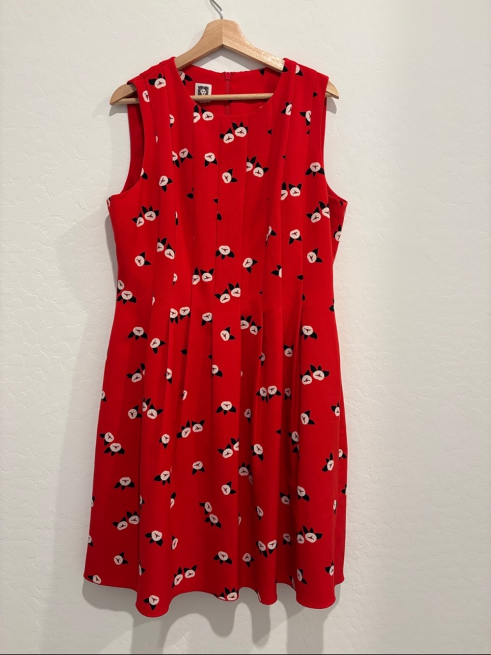 Anne Klein Red Chatterly Rose Floral Print Scuba Dress